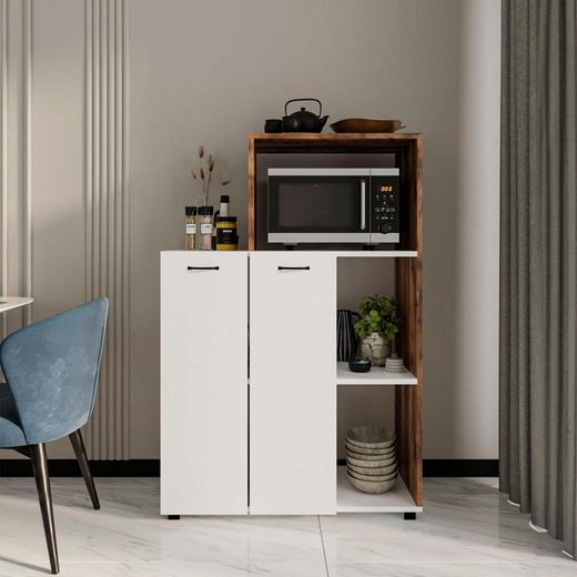 Vitrina con 2 puertas, 90 x 41 x 123 cm, de madera mdf en blanco | Colección Delfos