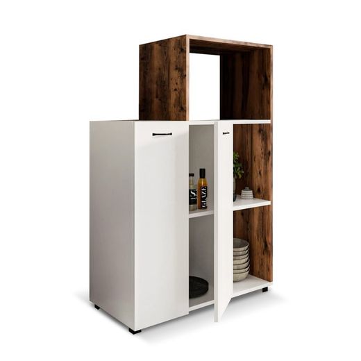 Vitrina con 2 puertas, 90 x 41 x 123 cm, de madera mdf en blanco | Colección Delfos