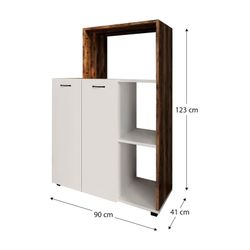 Vitrina con 2 puertas, 90 x 41 x 123 cm, de madera mdf en blanco | Colección Delfos