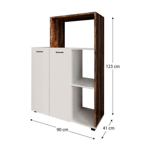 Vitrina con 2 puertas, 90 x 41 x 123 cm, de madera mdf en blanco | Colección Delfos